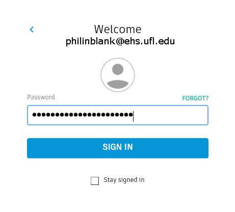Account password verification screen