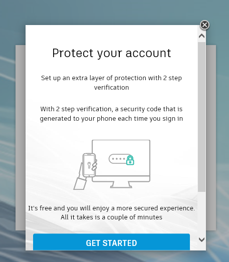 Two Factor "Protect Your Account" message