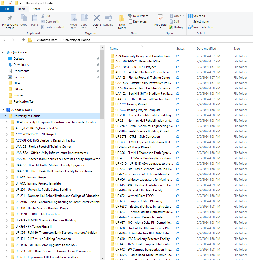 Screen-shot of Windows Explorer showing Autodesk Docs folder and subfolders